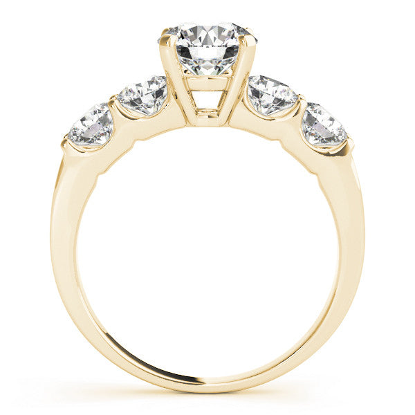 Yellow gold Marquise Brilliant Diamond Five-Stone Engagement Ring with Prong Setting on a Classic Band