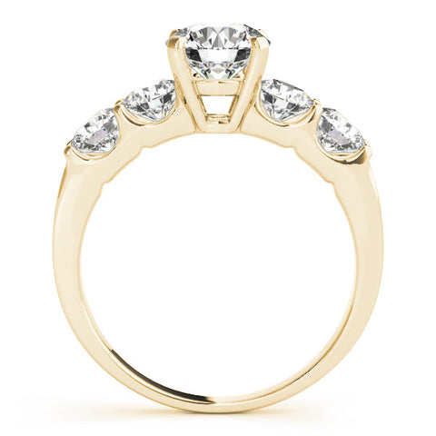 Yellow gold Round Brilliant Diamond Five-Stone Engagement Ring with Prong Setting on a Classic Band 1