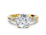 Yellow gold Round Brilliant Diamond Five-Stone Engagement Ring with Prong Setting on a Classic Band_16