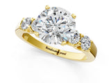 Yellow gold Round Brilliant Diamond Five-Stone Engagement Ring with Prong Setting on a Classic Band_17