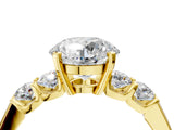 Yellow gold Round Brilliant Diamond Five-Stone Engagement Ring with Prong Setting on a Classic Band_20