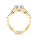 Yellow gold Round Brilliant Diamond Floral Cluster Solitaire with Marquise and Pear Accents on a Platinum Band with Four-Prong Setting 2