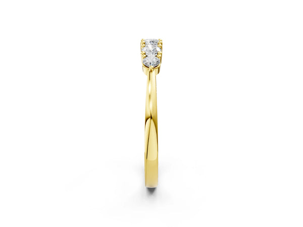 Yellow gold Round Brilliant Diamond Half-Eternity Band with Prong Setting
