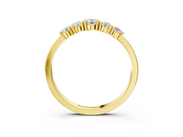 Yellow gold Round Brilliant Diamond Half-Eternity Band with Prong Setting