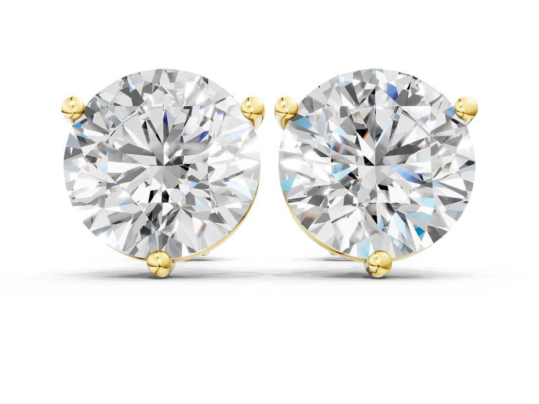 Yellow gold Round Brilliant Diamond Martini Stud Earrings_14