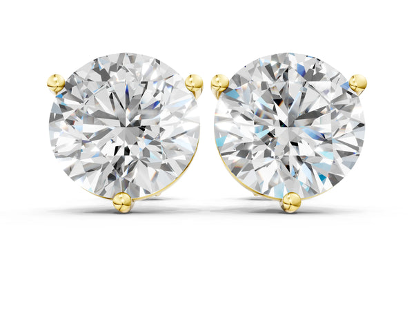 Yellow gold Round Brilliant Diamond Martini Stud Earrings