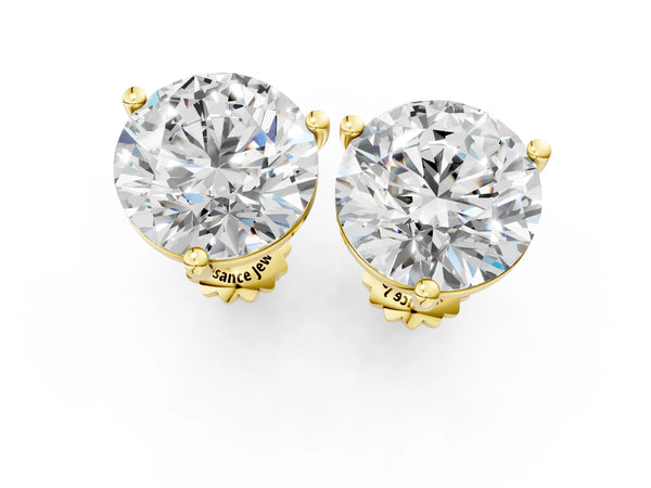 Yellow gold Round Brilliant Diamond Martini Stud Earrings