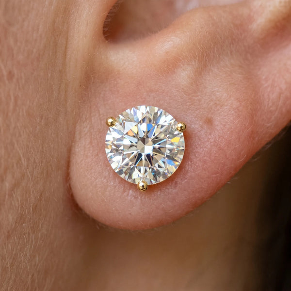Yellow gold Round Brilliant Diamond Martini Stud Earrings