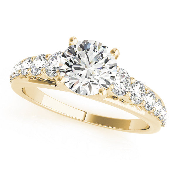 Yellow gold Pear Brilliant Diamond Pavé Band with Six-Prong Setting