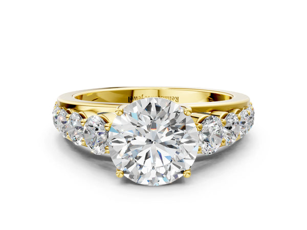 Yellow gold Round Brilliant Diamond Pavé Band with Six-Prong Setting