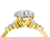 Yellow gold Round Brilliant Diamond Solitaire Ring with Pear Side Stones and Four-Prong Setting_14