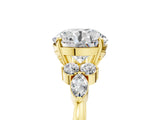 Yellow gold Round Brilliant Diamond Solitaire Ring with Pear Side Stones and Four-Prong Setting_15