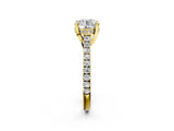 Yellow gold Round Brilliant Diamond Solitaire with Pavé Band and Four-Prong Setting 3