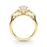 Yellow gold Round Brilliant Diamond Solitaire with Side Stones on a Tapered Band and Four-Prong Setting 2