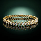 Yellow gold Round Brilliant Diamond Tennis Bracelet with Channel Set S-Shaped Prong Setting_12