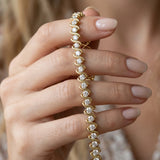 Yellow gold Round Brilliant Diamond Tennis Bracelet with Channel Set S-Shaped Prong Setting_8