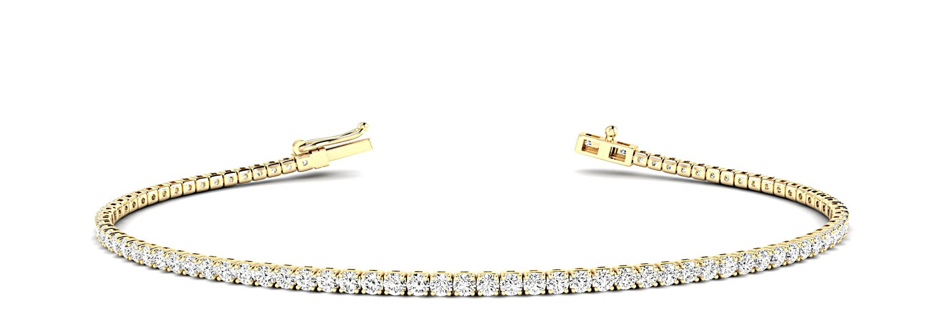 Yellow gold Round Brilliant Diamond Tennis Bracelet with Prong Setting