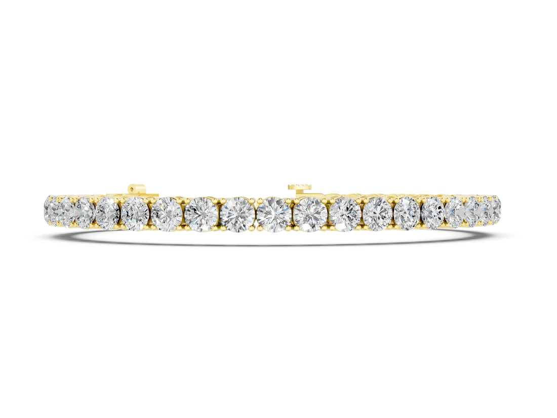 Yellow gold Round Brilliant Diamond Tennis Bracelet with Prong Setting_115