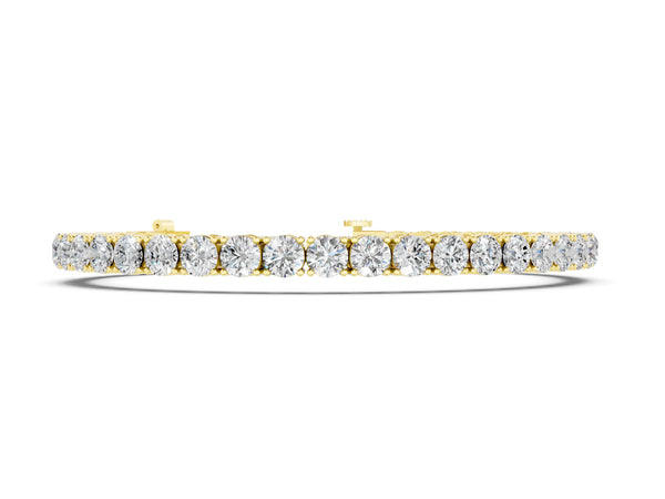 Yellow gold Round Brilliant Diamond Tennis Bracelet with Prong Setting