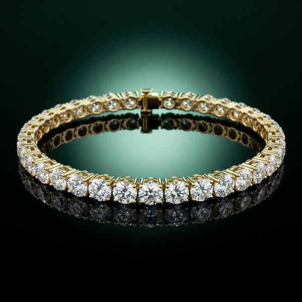 Yellow gold Round Brilliant Diamond Tennis Bracelet with Prong Setting