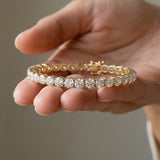 10K Yellow Gold 1.04 Carat F-G VS-SI Round Brilliant Diamond Tennis Bracelet with Prong Setting