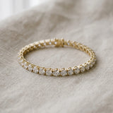 Yellow gold Round Brilliant Diamond Tennis Bracelet with Prong Setting_122
