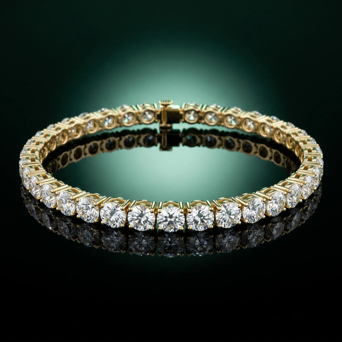 10K Yellow Gold 1.04 Carat F-G VS-SI Round Brilliant Diamond Tennis Bracelet with Prong Setting