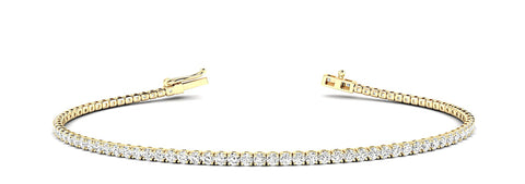 Yellow gold Round Brilliant Diamond Tennis Bracelet with Prong Setting