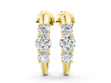 Yellow gold Round Brilliant Diamond U-Hoop Earrings with Prong Setting_19