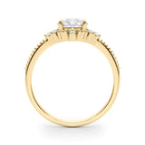 Yellow gold Round Brilliant Diamond with Cluster Setting on a Beaded Band and Four-Prong Setting 2