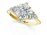 Yellow gold Round Brilliant Diamond with Cluster Setting on a Beaded Band and Four-Prong Setting_16