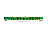 10K Yellow Gold 1.06 Carat Round Brilliant Emerald Tennis Bracelet with Prong Setting