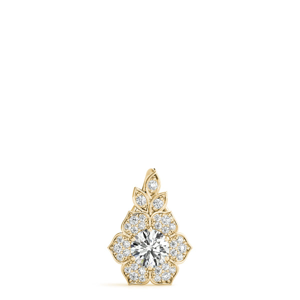 Yellow gold Round Brilliant Flower Cluster Pendant with Prong Setting