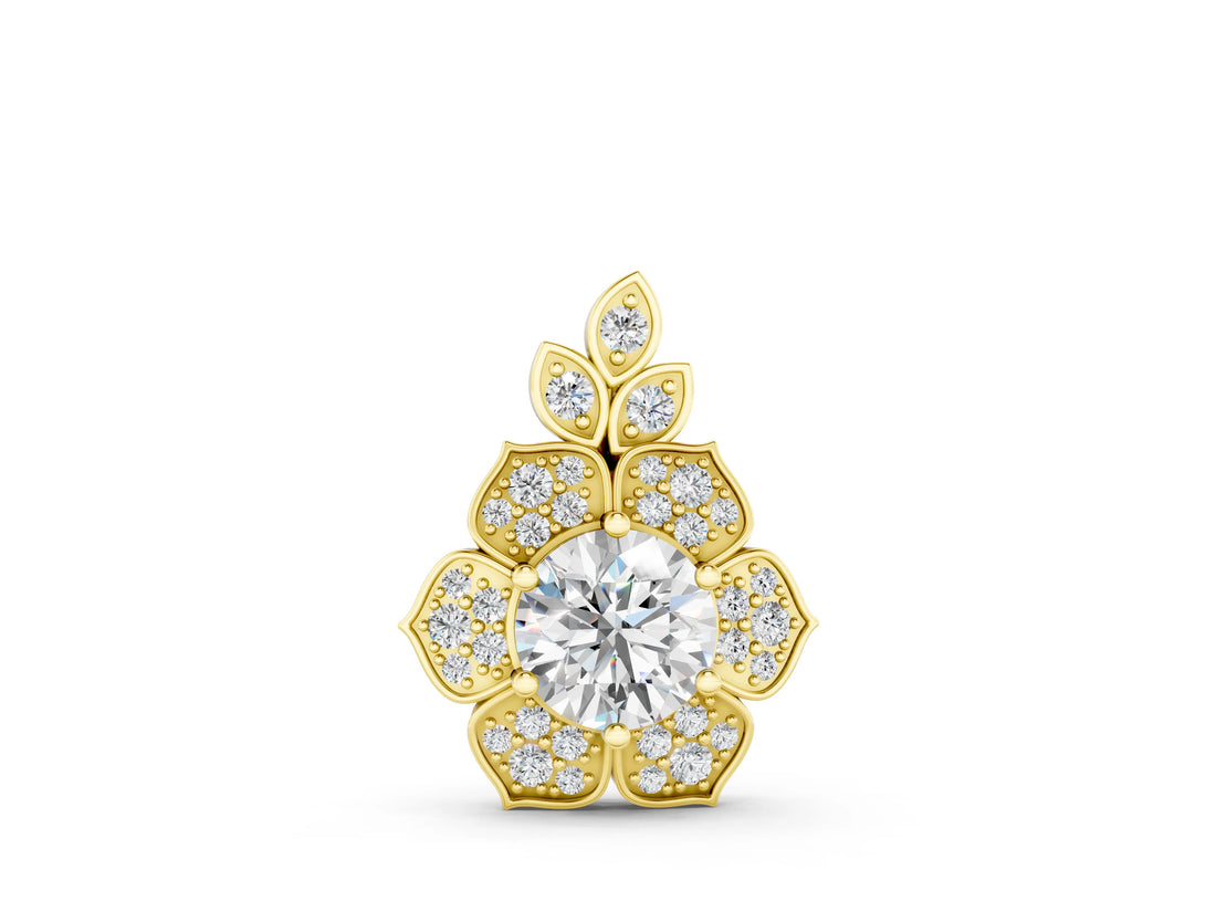 Yellow gold Round Brilliant Flower Cluster Pendant with Prong Setting_7