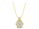 Yellow gold Round Brilliant Flower Cluster Pendant with Prong Setting_8