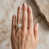 Yellow gold Round Brilliant Flower Halo Diamond Split Shank Ring_12