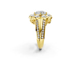 Yellow gold Round Brilliant Flower Halo Diamond Split Shank Ring_80