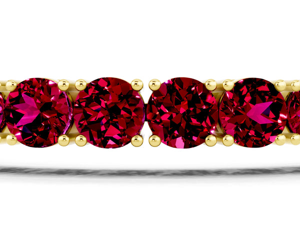 Yellow gold Round Brilliant Garnet Tennis Bracelet with Prong Setting