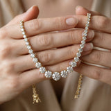 Yellow gold Round Brilliant Graduated Diamond Tennis Necklace with Four-Prong Setting_7