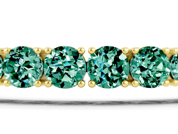 Yellow gold Round Brilliant Green Sapphire Tennis Bracelet with Prong Setting