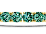14K Yellow Gold 3.69 Carat Round Brilliant Green Sapphire Tennis Bracelet with Prong Setting