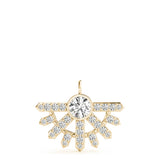 Yellow gold Round Brilliant Halo Fan Pendant 1