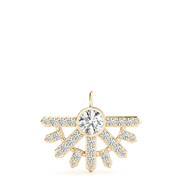 Yellow gold Round Brilliant Halo Fan Pendant