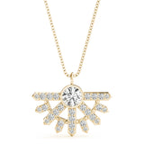 Yellow gold Round Brilliant Halo Fan Pendant