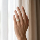 Yellow gold Round Brilliant Halo Floral Diamond Engagement Ring with Pave Band and Prong Setting_3