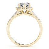 Yellow gold Round Brilliant Halo Flower Split Shank Prong Setting Ring 2