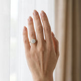 Yellow gold Round Brilliant Halo Flower Split Shank Prong Setting Ring_12