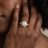 Yellow gold Round Brilliant Halo Flower Split Shank Prong Setting Ring_14