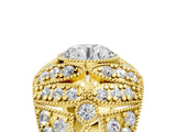 Yellow gold Round Brilliant Halo Pave Diamond Milgrain Ring_19