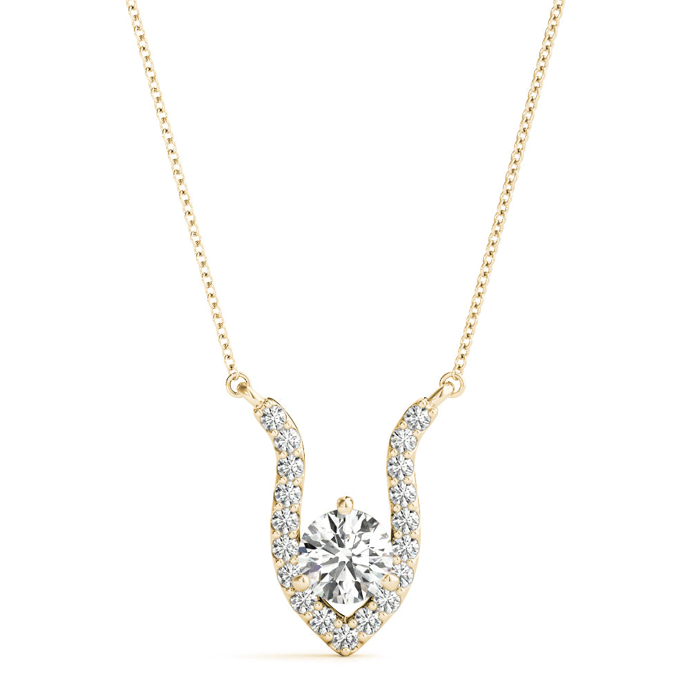 Yellow gold Round Brilliant Halo Prong-Set Pendant